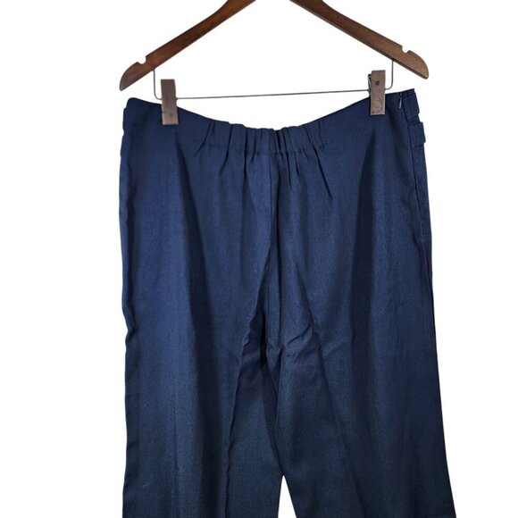 Allegra K Womens Navy Blue Wide-Leg Button-Detail Trousers Plus Size 1X - Picture 3 of 10